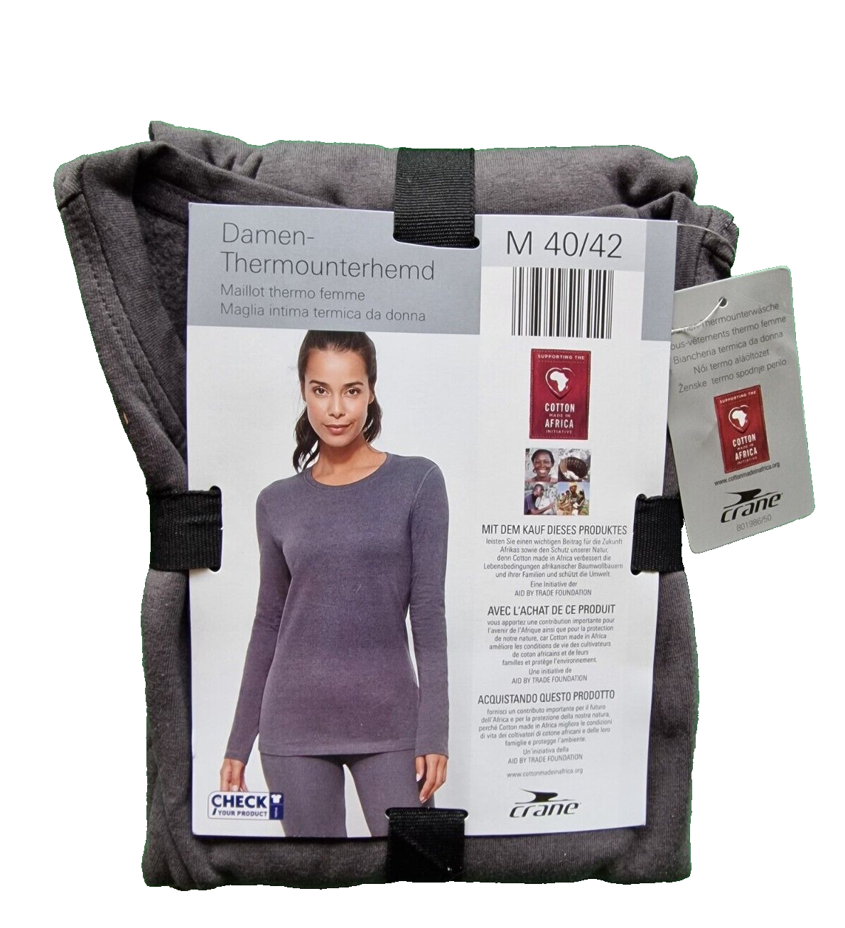 Crane Damen Thermounterhemd, Grau, Größe M (40/42)